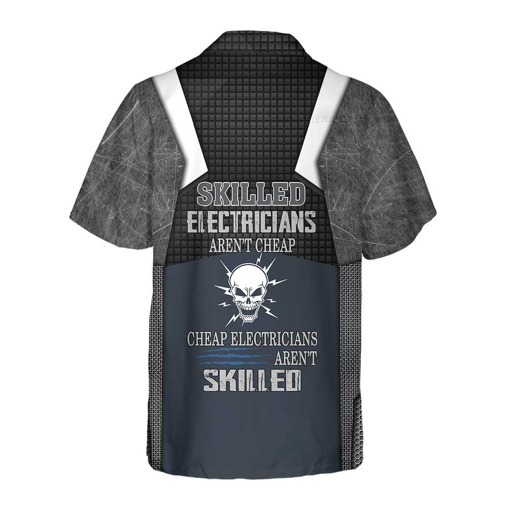 Skilled Electricians Skull Black Electrician Hawaiian Shirt Aloha Shirt For Men and Women