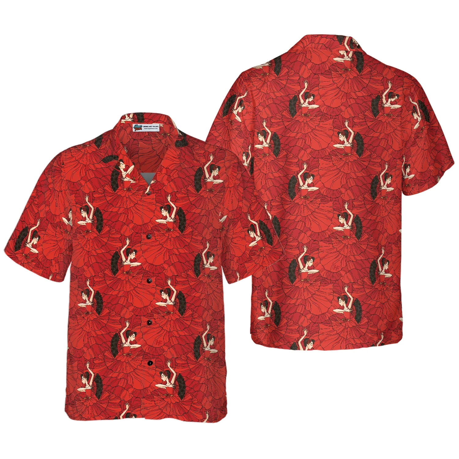 Flamenco Seamless Pattern Hawaiian Shirt Aloha Shirt For Men and Women