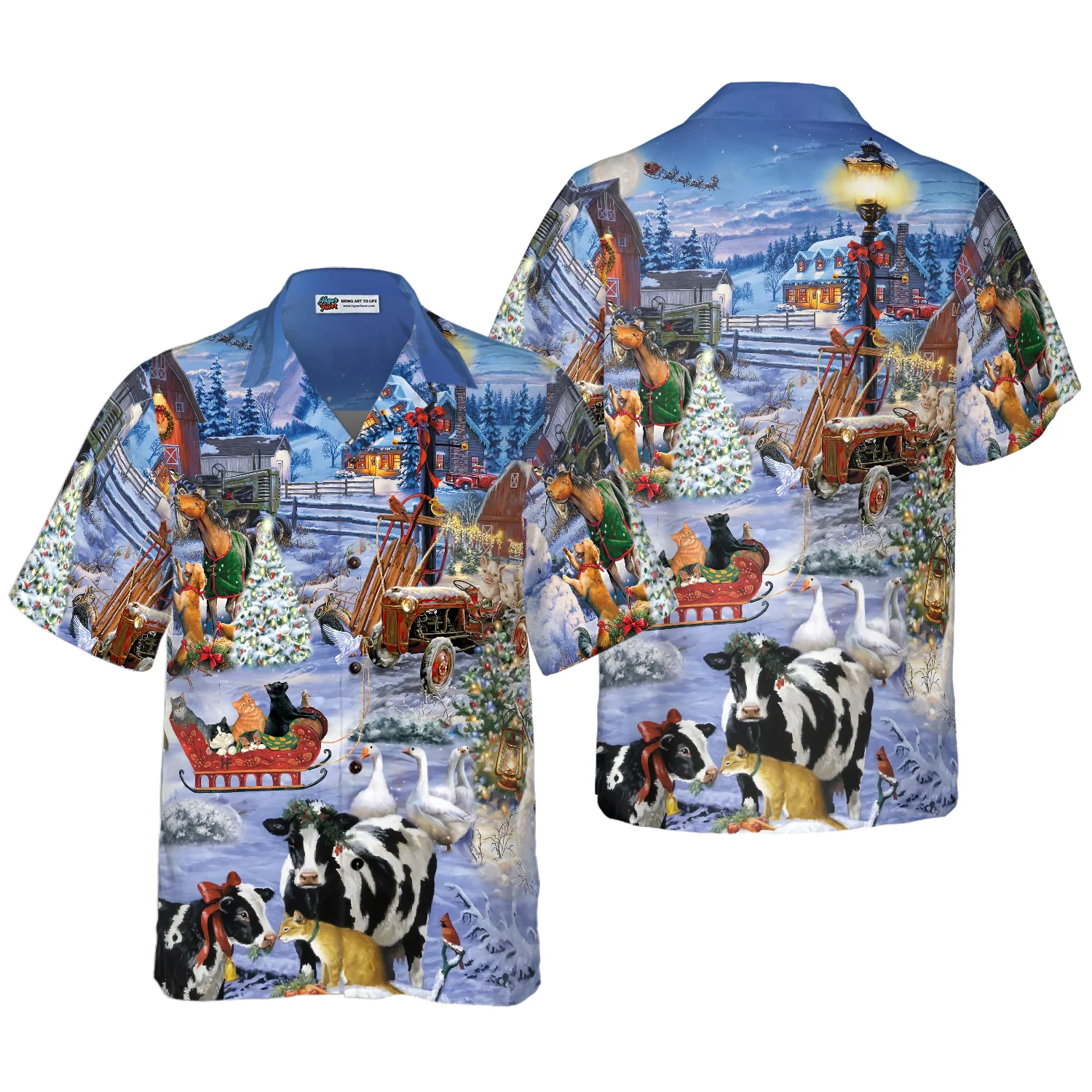 BEAUTIFUL FARM ON CHRISTMAS Hawaiian Shirt Aloha Shirt For Men and Women