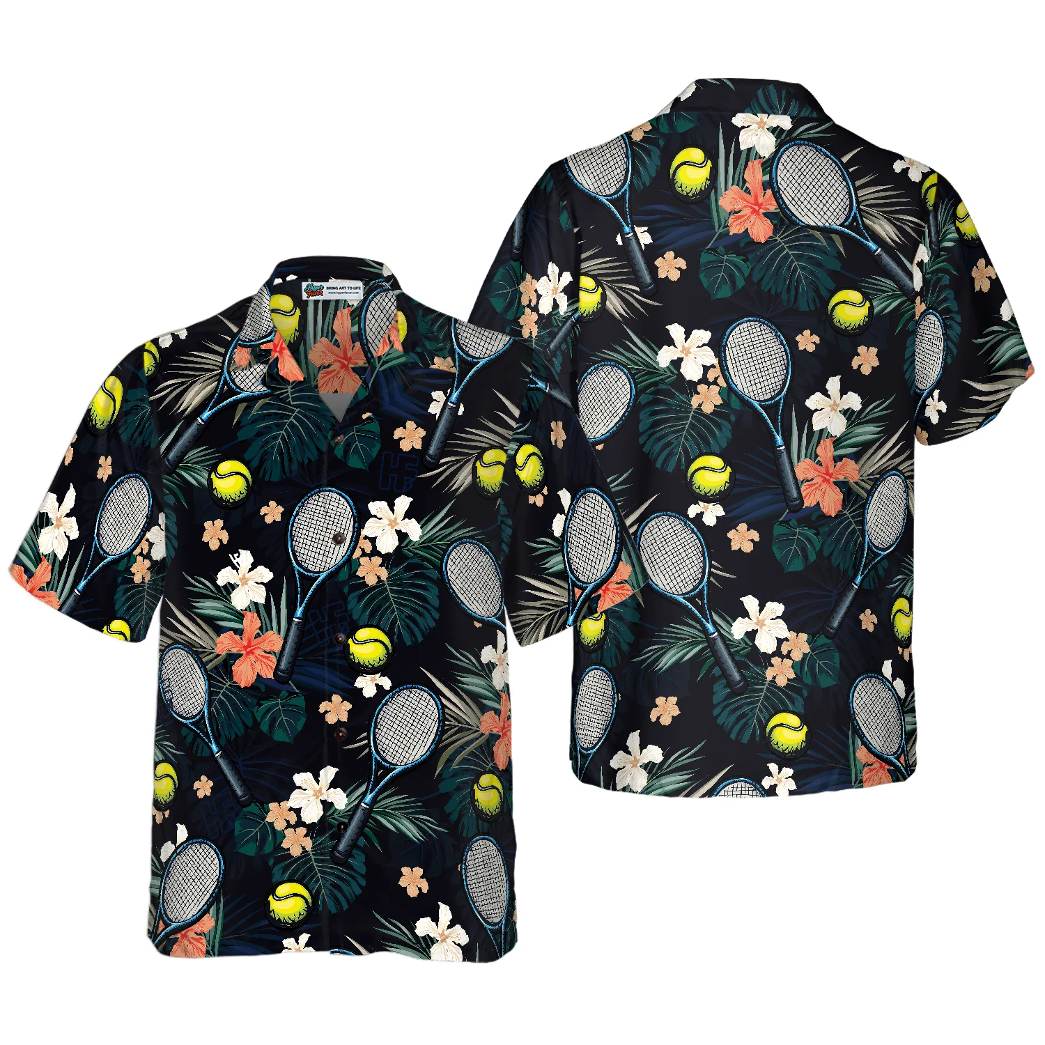 Tropical Floral Tennis Hawaiian Shirt Aloha Shirt For Men and Women