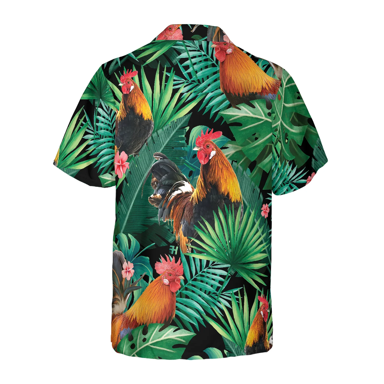 Tropical Rooster Pattern Hawaiian Shirt Aloha Shirt For Men and Women