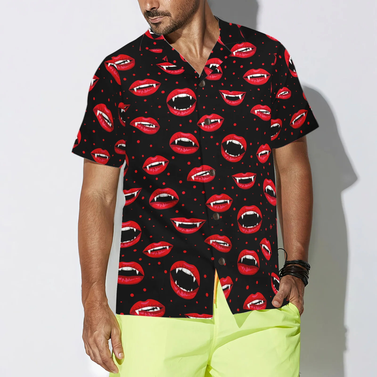 Red Vampire Lips Hawaiian Shirt Aloha Shirt For Men and Women