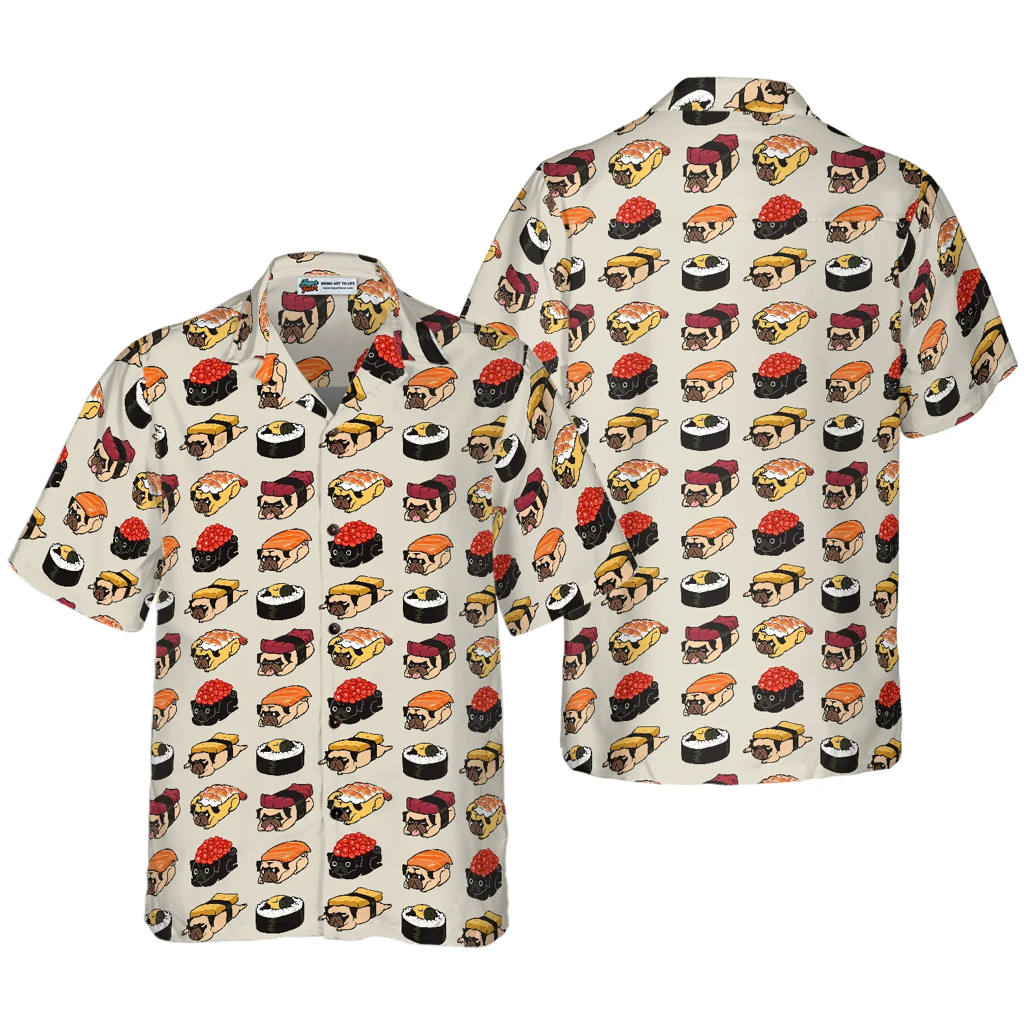 Sushi Pug Shirt Hawaiian Shirt Aloha Shirt For Men and Women