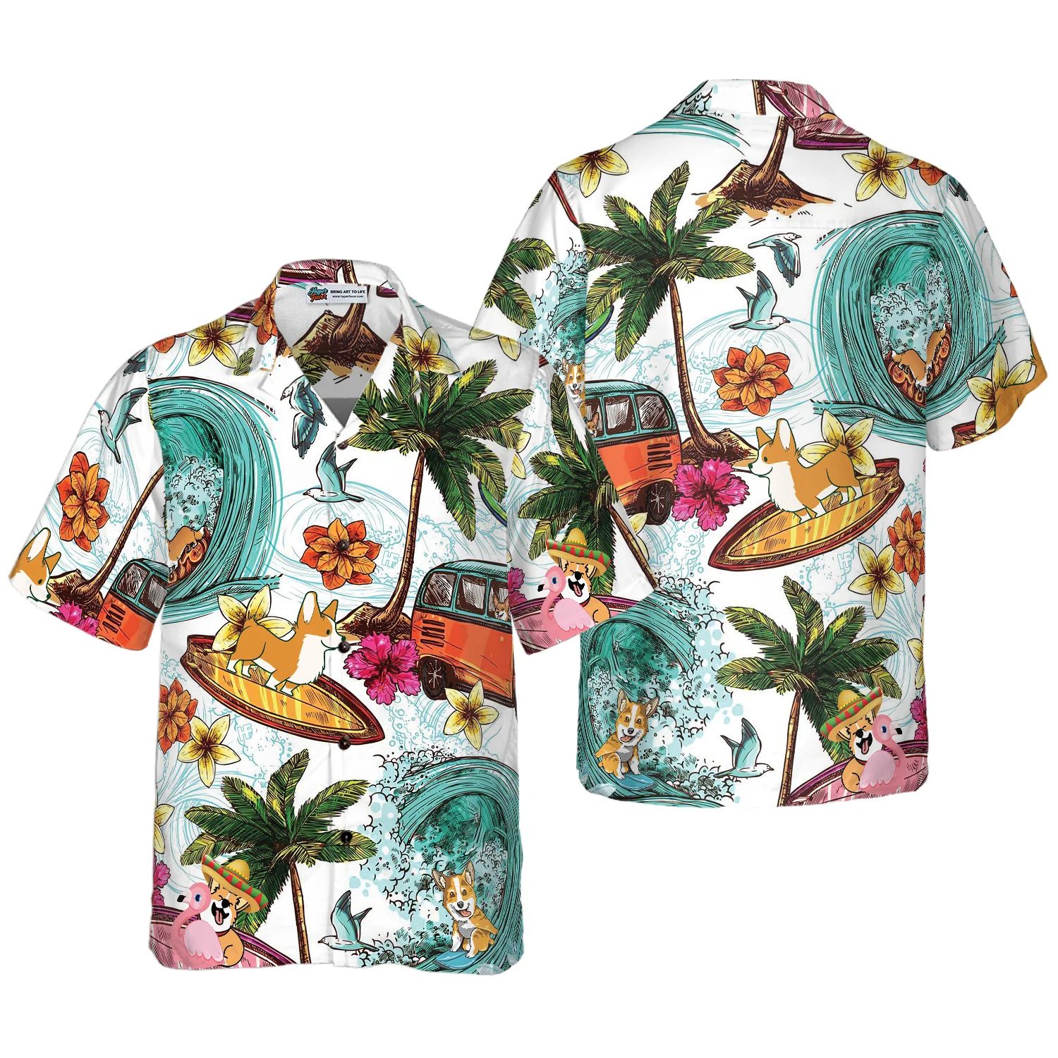 Corgi On The Beach Shirt Hawaiian Shirt Aloha Shirt For Men and Women