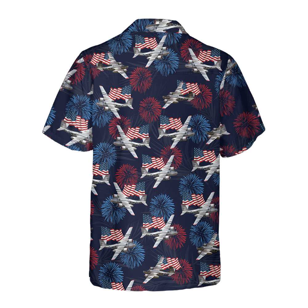 A-26 Invader Aircraft Hawaiian Shirt American Flag And Firework Military Airplane Shirt Aloha Shirt For Men and Women