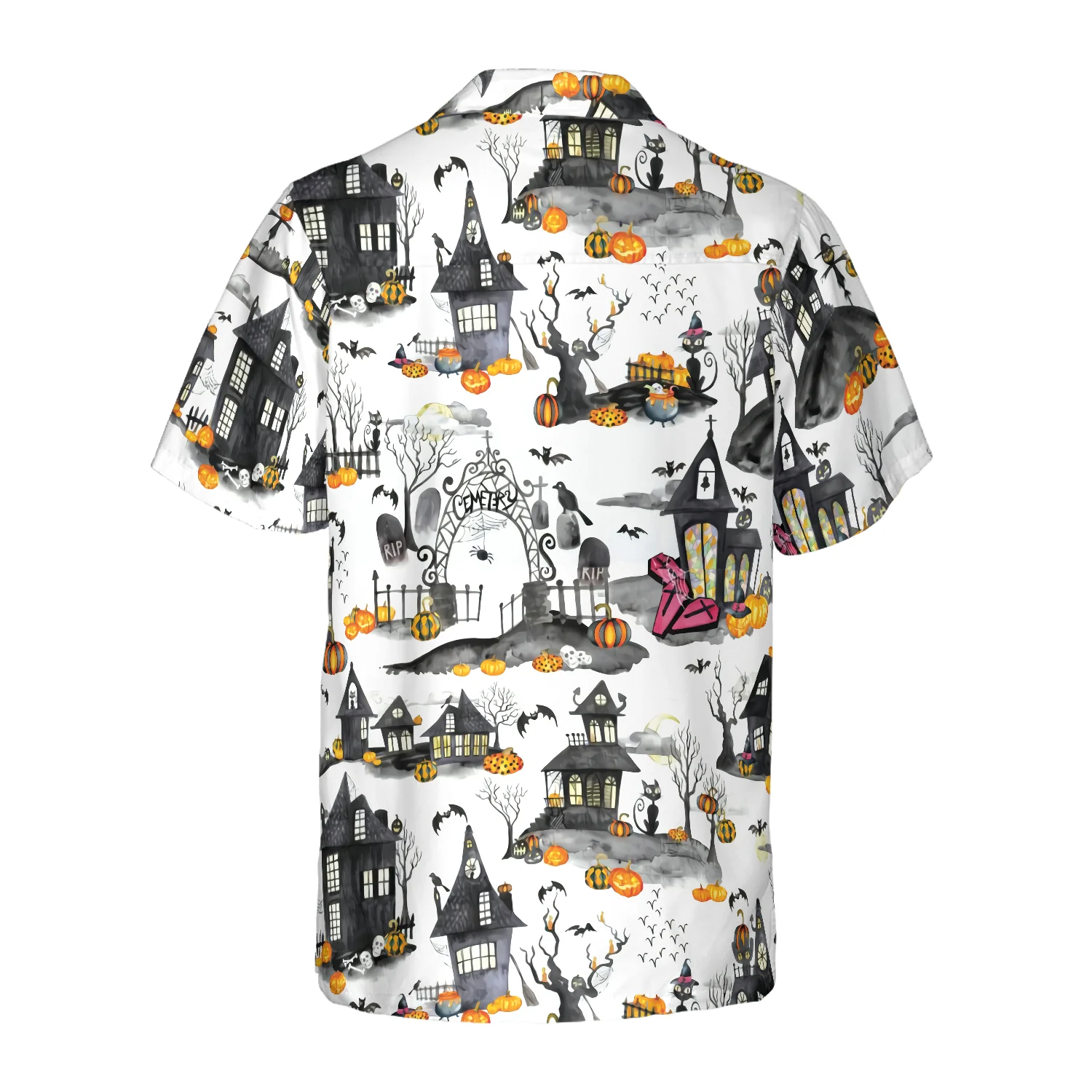 Haunted Houses Halloween Hawaiian Shirt Halloween Shirt Aloha Shirt For Men and Women