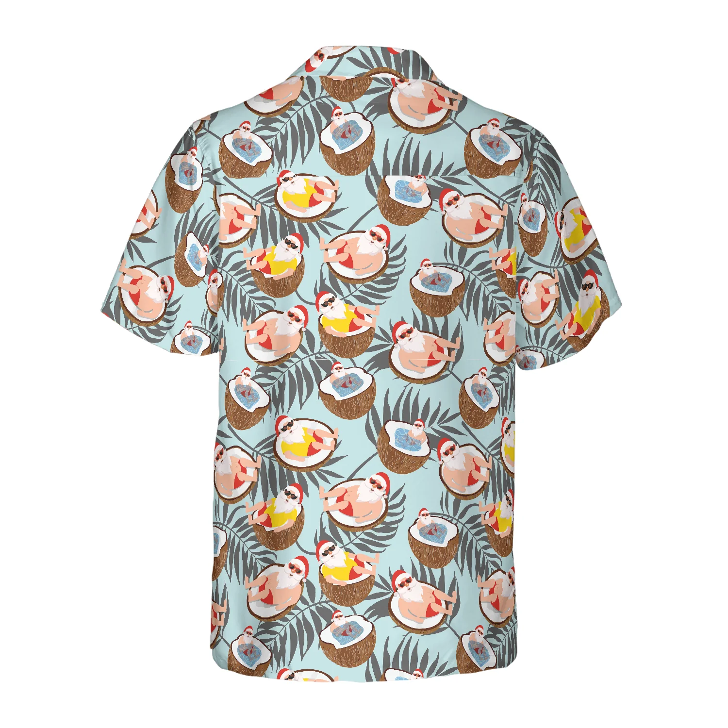 Hyperfavor Christmas Hawaiian Shirts Santa With Coconut Shirt Short Sleeve Christmas Shirt Idea Gift Aloha Shirt For Men and Women