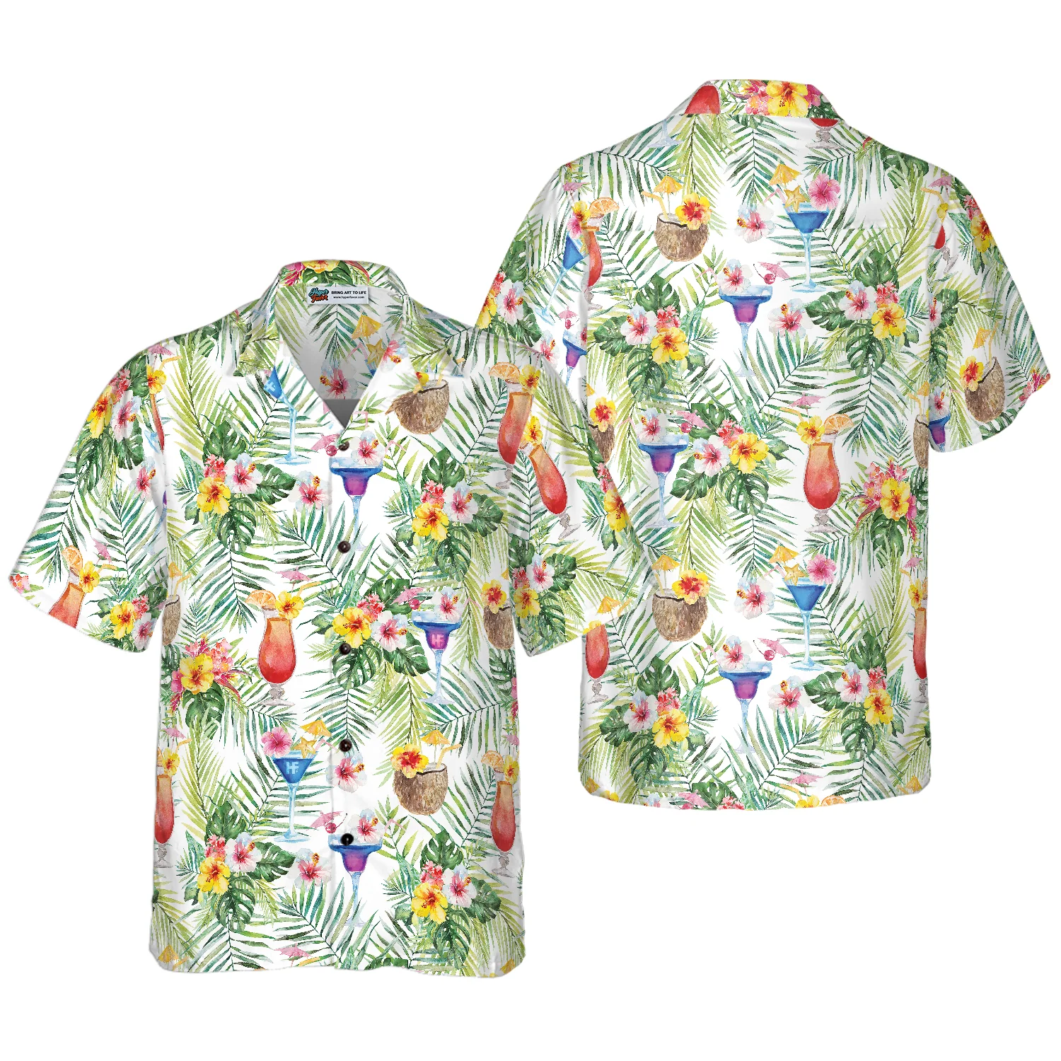 Tropical Cocktail Shirt Hawaiian Shirt Aloha Shirt For Men and Women