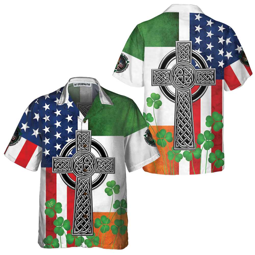 Irish American Hawaiian Shirt St Patricks Day Shirt Cool St Patricks Day Gift Aloha Shirt For Men and Women