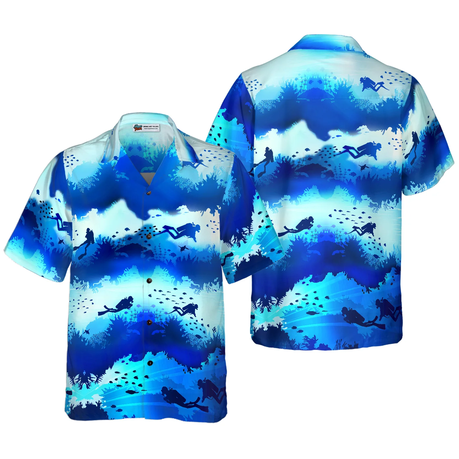 Scuba Diver Under Sea Cave Hawaiian Shirt Aloha Shirt For Men and Women