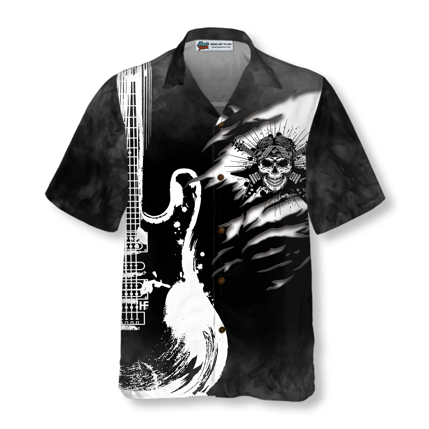 Guitar And Skull Hawaiian Shirt Aloha Shirt For Men and Women