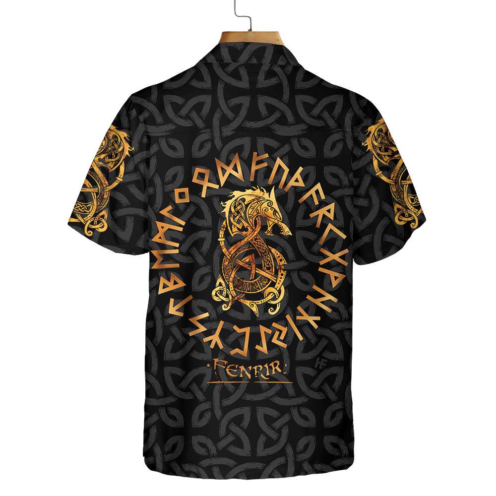 Fenrir Wolf Celtic Warrior Viking Hawaiian Shirt Norse Mythology Fenrir Viking Shirt Aloha Shirt For Men and Women