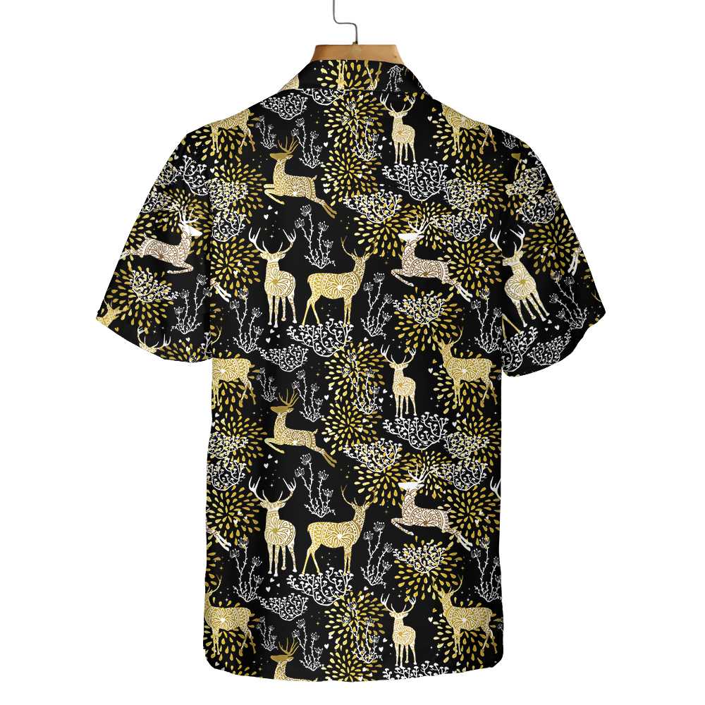 Christmas Golden Reindeers Hawaiian Shirt Best Gift For Christmas Aloha Shirt For Men and Women