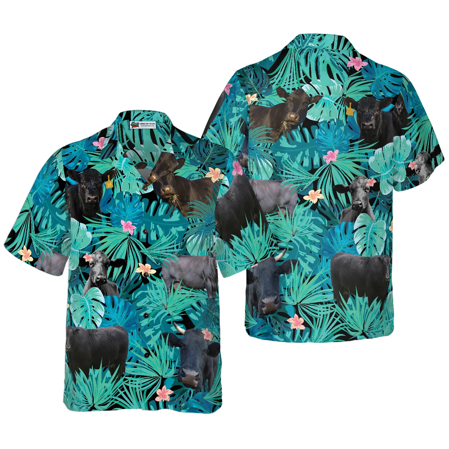 Tropical Black Cow Lover Hawaiian Shirt Aloha Shirt For Men and Women