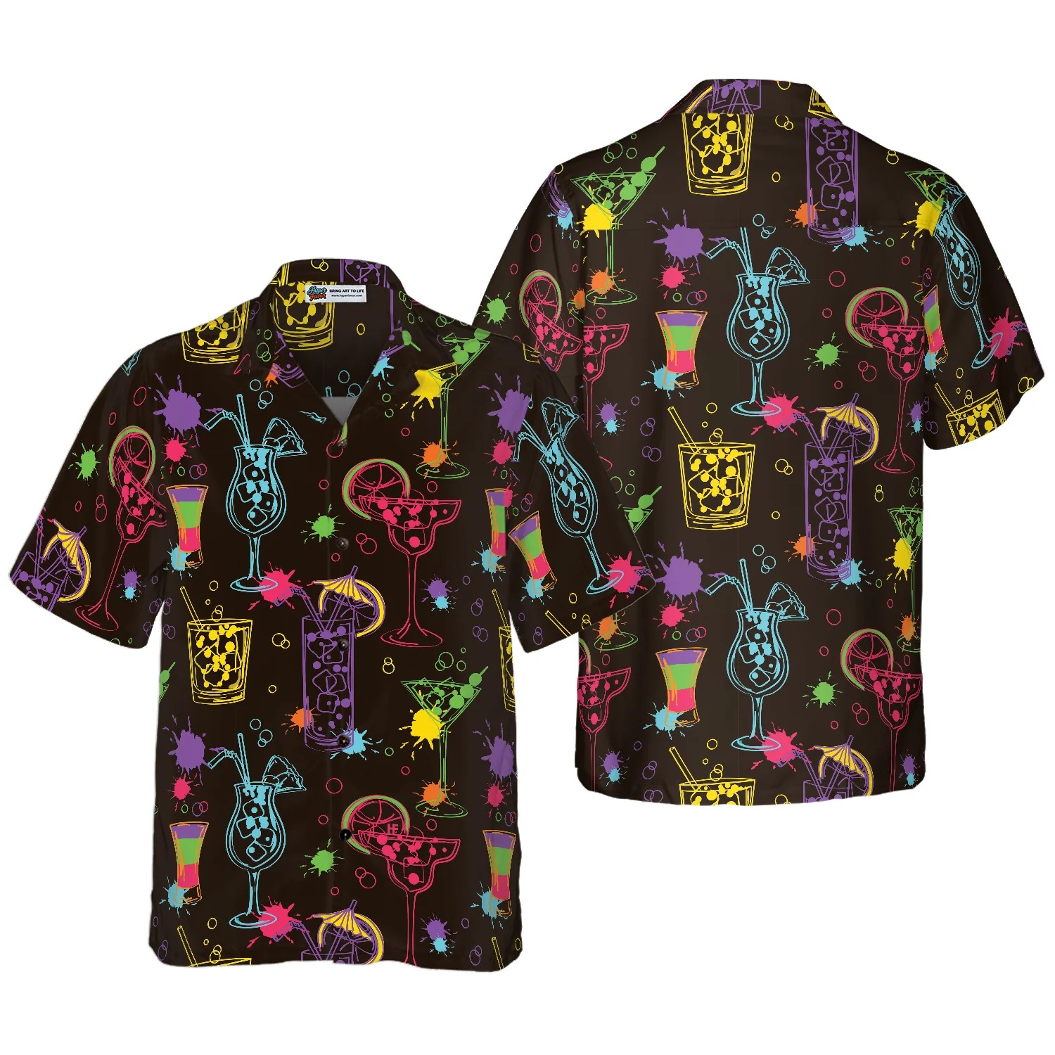 Colorful Cocktails Hawaiian Shirt Aloha Shirt For Men and Women