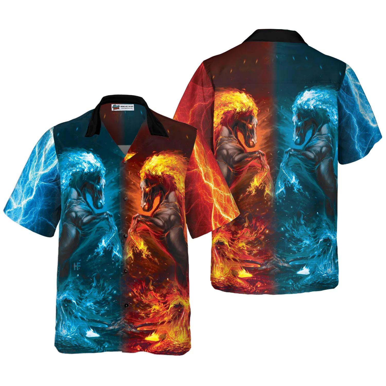 Water And Fire Horse Shirt Hawaiian Shirt Aloha Shirt For Men and Women