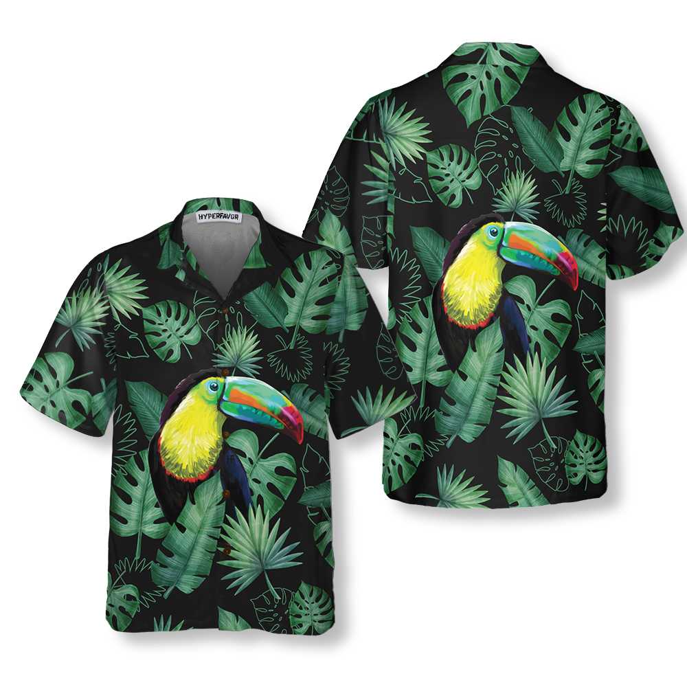 Toucan In The Forest Hawaiian Shirt Tropical Toucan Shirt For Adults Cool Toucan Print Shirt Aloha Shirt For Men and Women