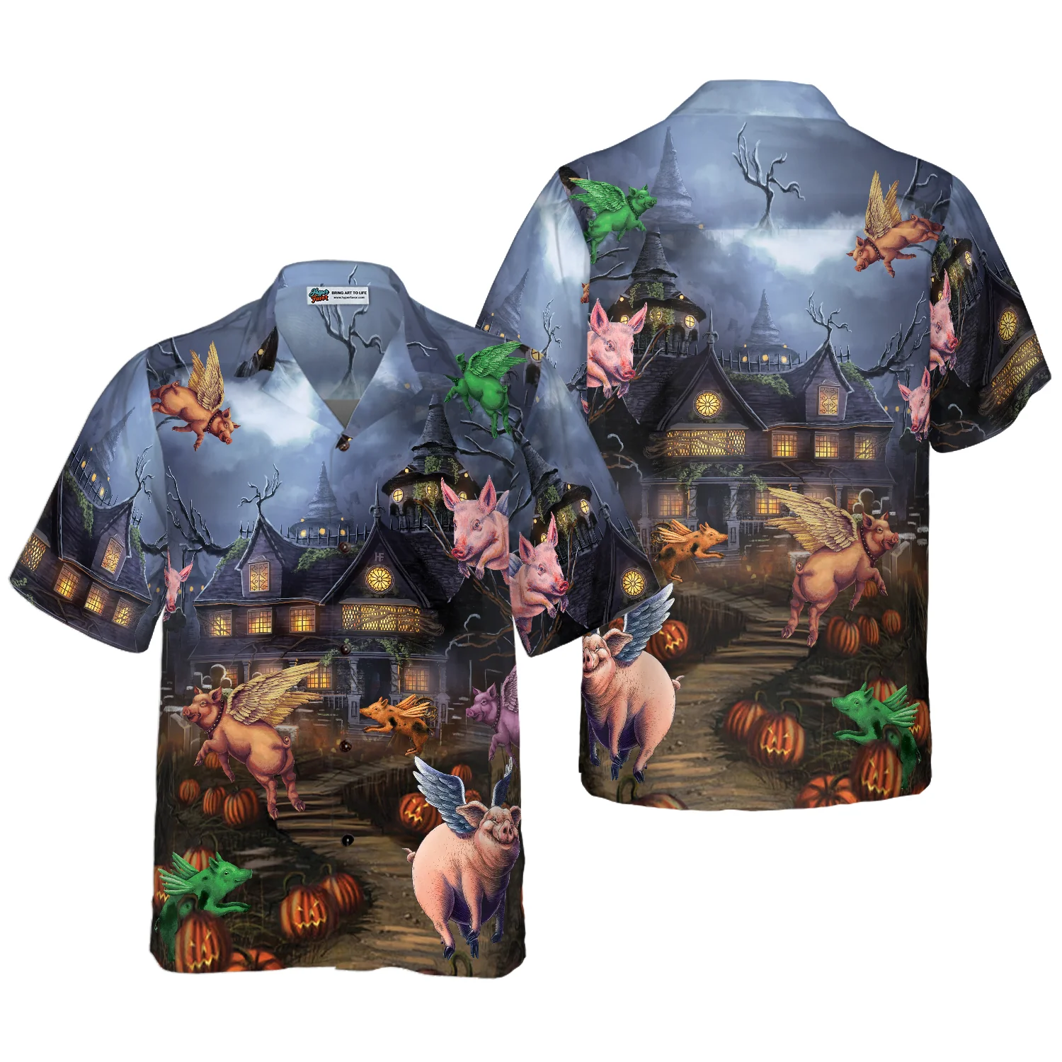 Scary Pigs Can Fly Hawaiian Shirt Aloha Shirt For Men and Women