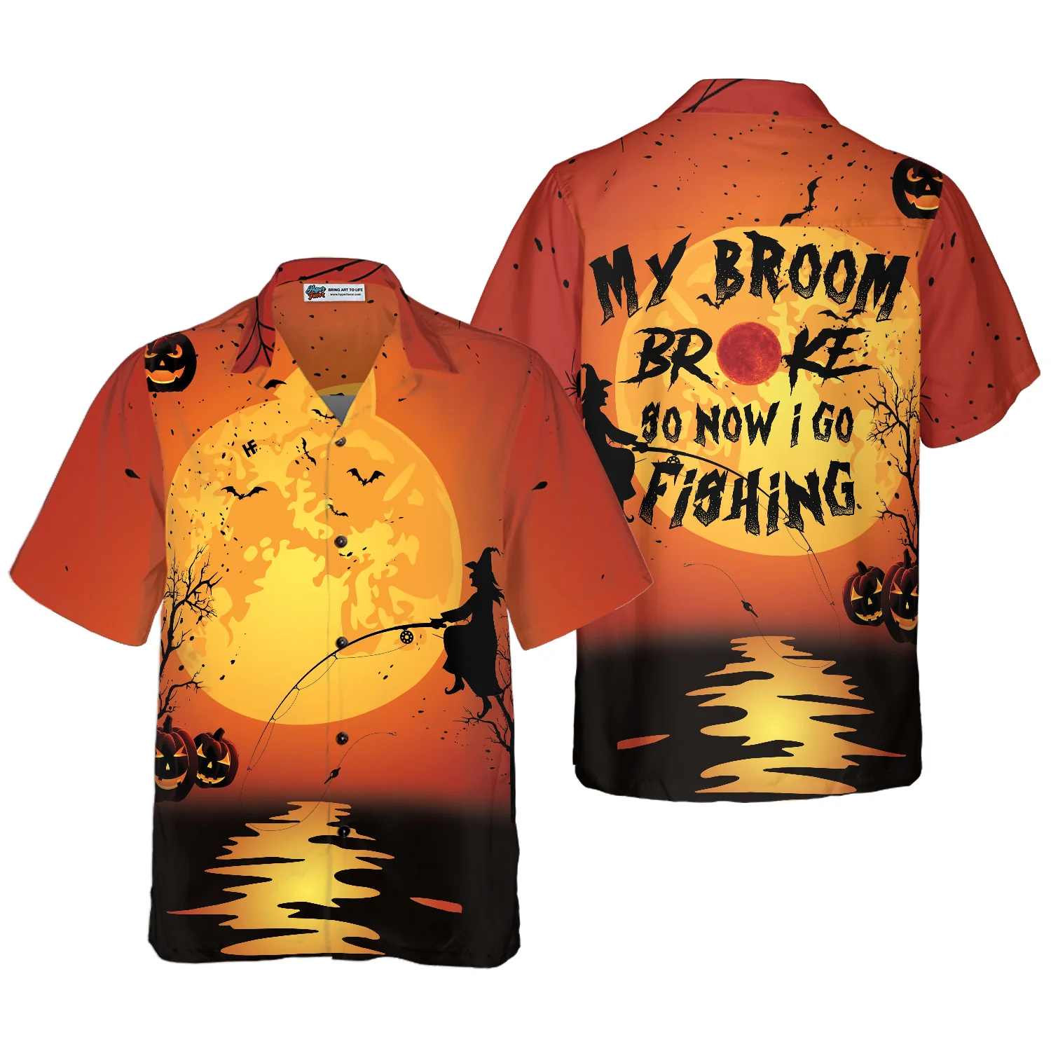 My Broom Broke So I Go Fishing Halloween Shirt Unique Halloween Shirt Aloha Shirt For Men and Women