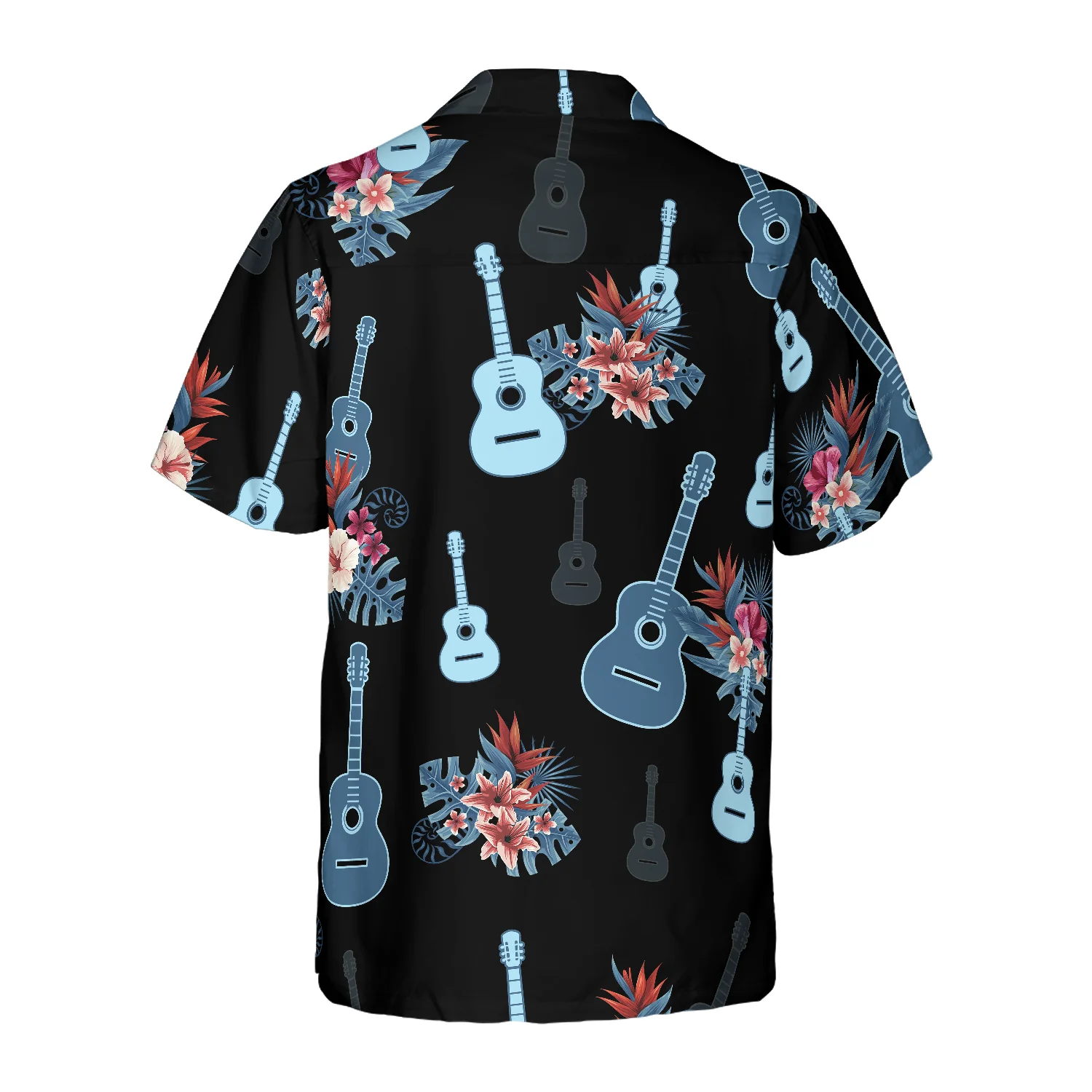 Tropical Guitar  Leaves Hawaiian Shirt Aloha Shirt For Men and Women