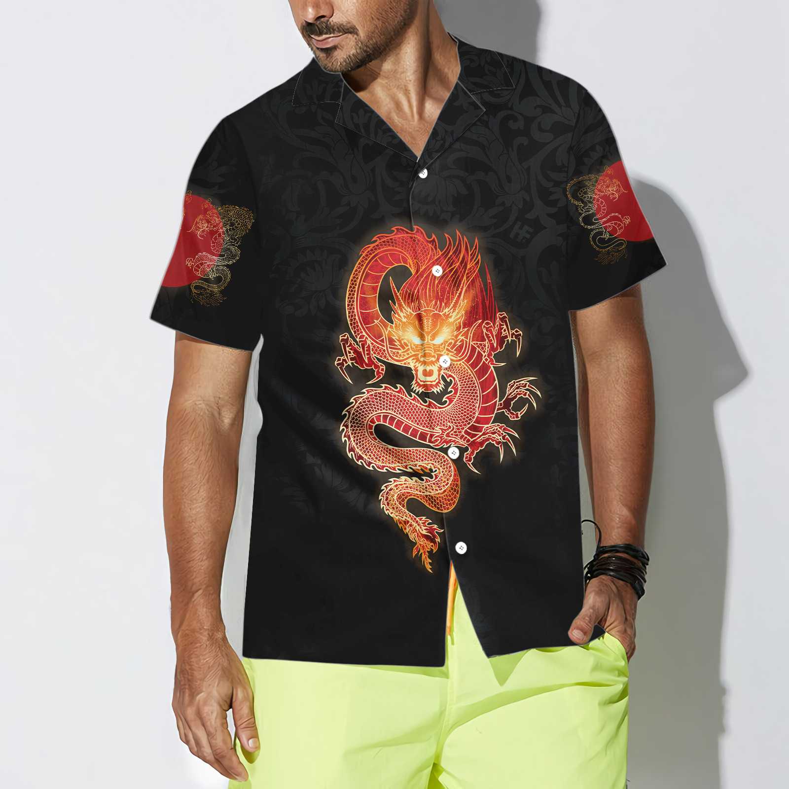 Chinese Dragon Hawaiian Shirt Red Dragon Shirt Aloha Shirt For Men and Women