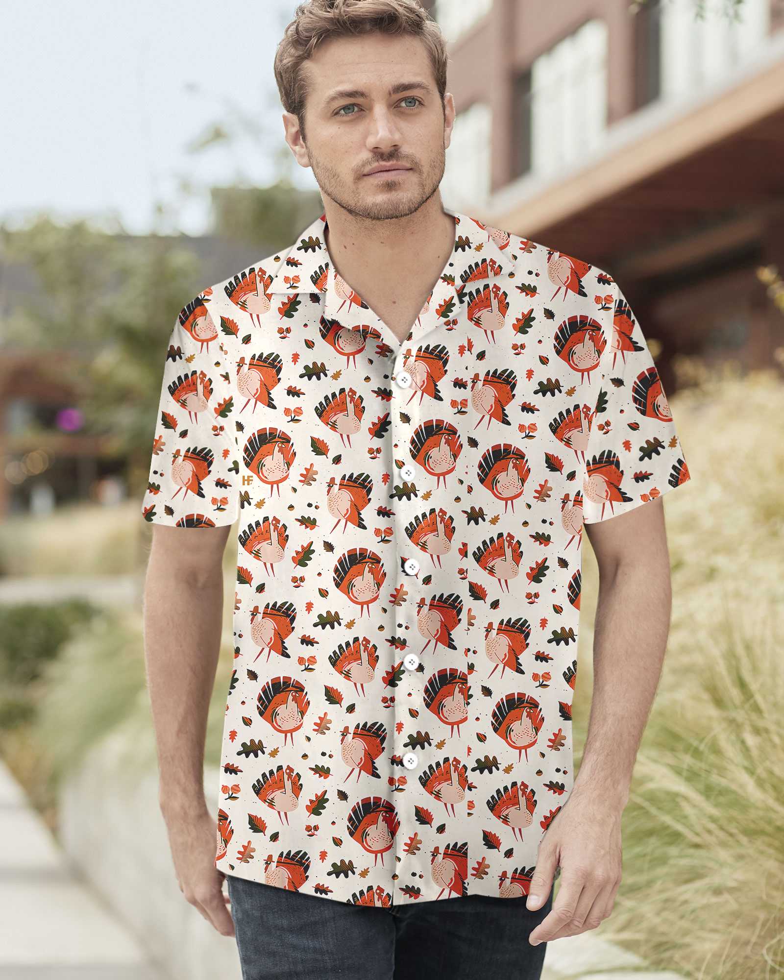 Turkey Thanksgiving Pattern Hawaiian Shirt Funny Thanksgiving Shirt Best Gift For Thanksgiving Day Aloha Shirt For Men and Women