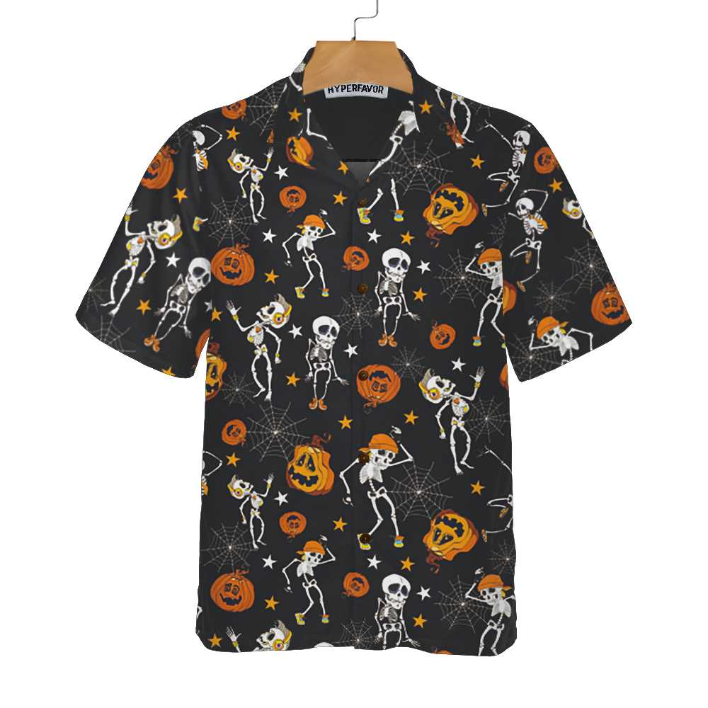 Dancing Skeletons Happy Halloween Hawaiian Shirt Funny Halloween Shirt Best Gift For Halloween Aloha Shirt For Men and Women