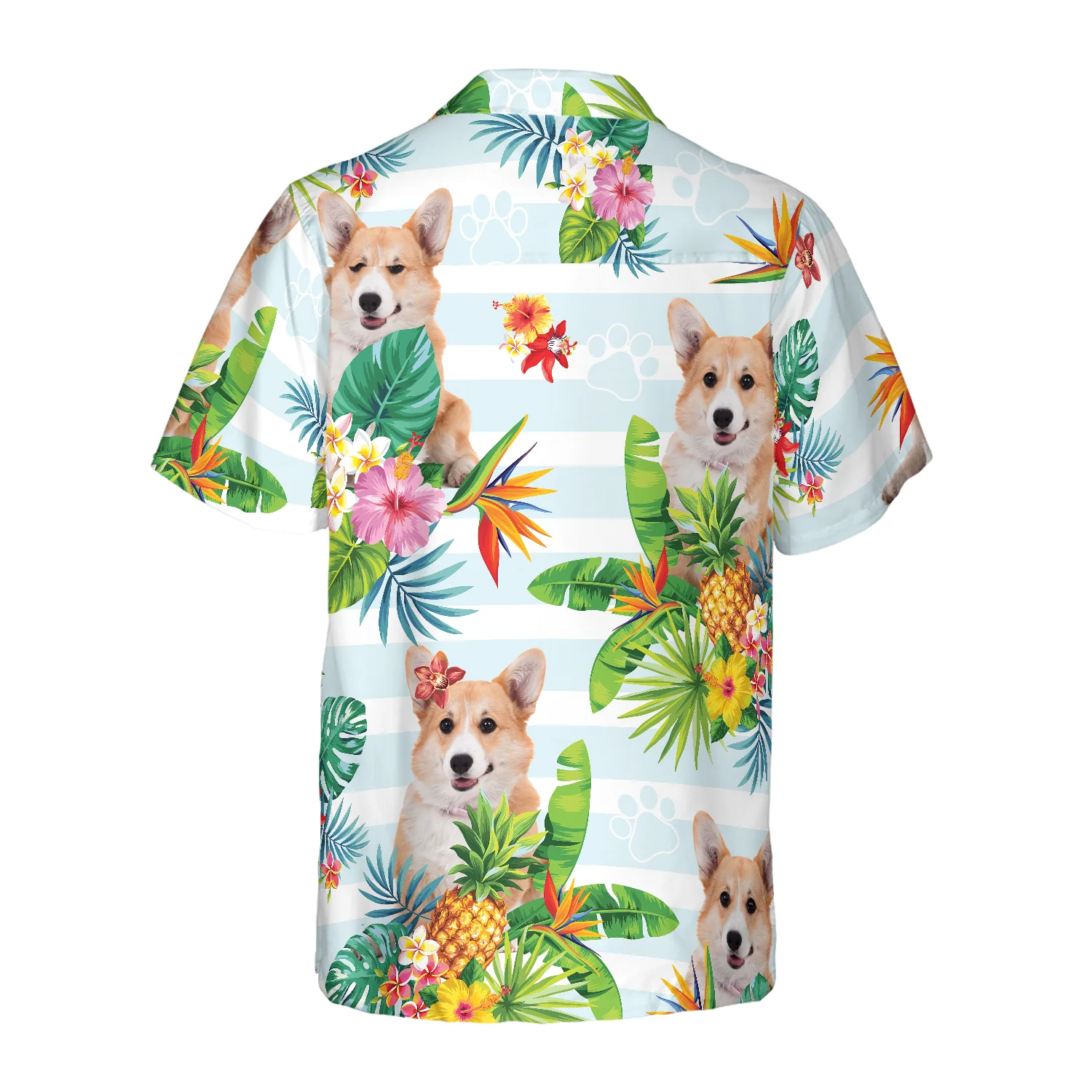 Tropical Flower With Corgi Hawaiian Shirt Aloha Shirt For Men and Women