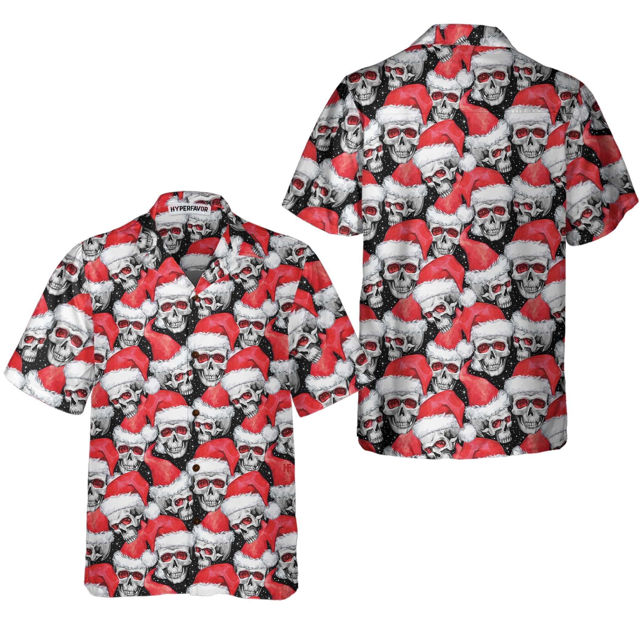 Fashionable Christmas Skulls Hawaiian Shirt Cool Christmas Hawaiian Shirt Aloha Shirt For Men and Women