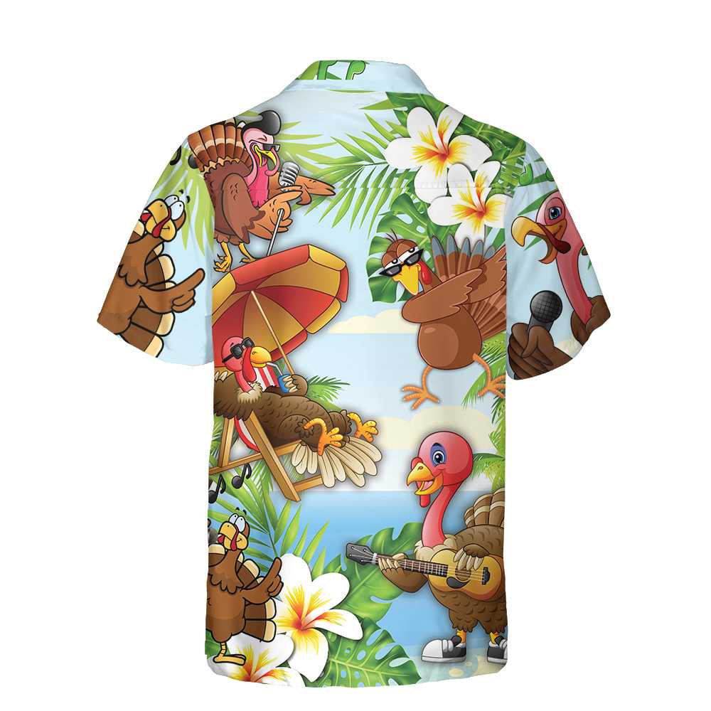 Happy Thanksgiving Turkeys At The Beach Thanksgiving Hawaiian Shirt Aloha Shirt For Men and Women