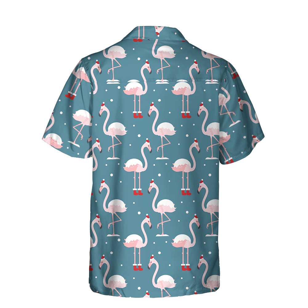 Flamingo On Christmas Holiday Hawaiian Shirt Flamingo In Santa Hat Christmas Shirt Best Xmas Gift Idea Aloha Shirt For Men and Women