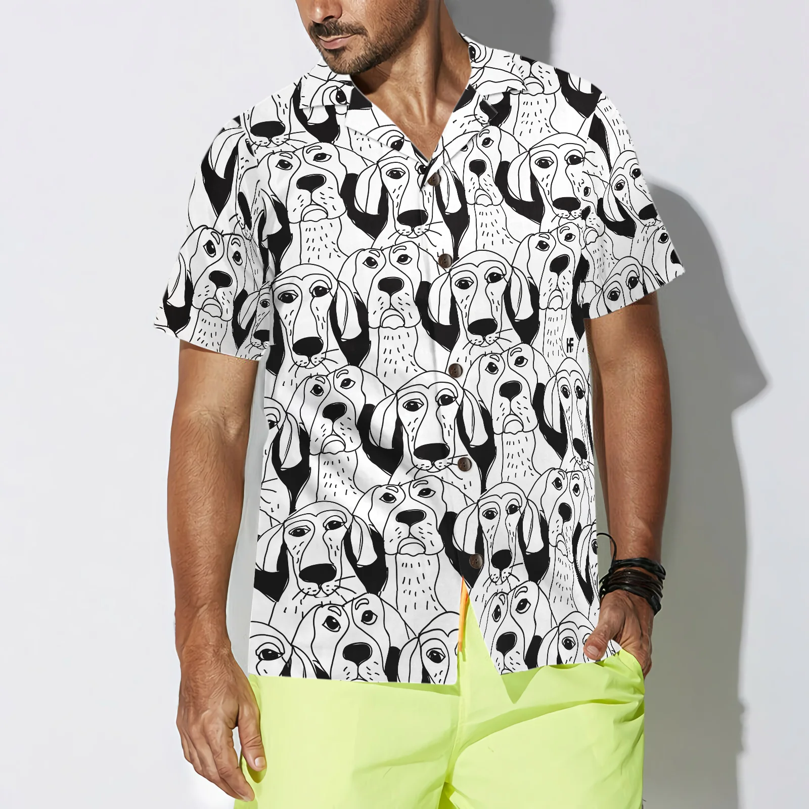 Dogs Emotions Black And White Seamless Hawaiian Shirt Aloha Shirt For Men and Women