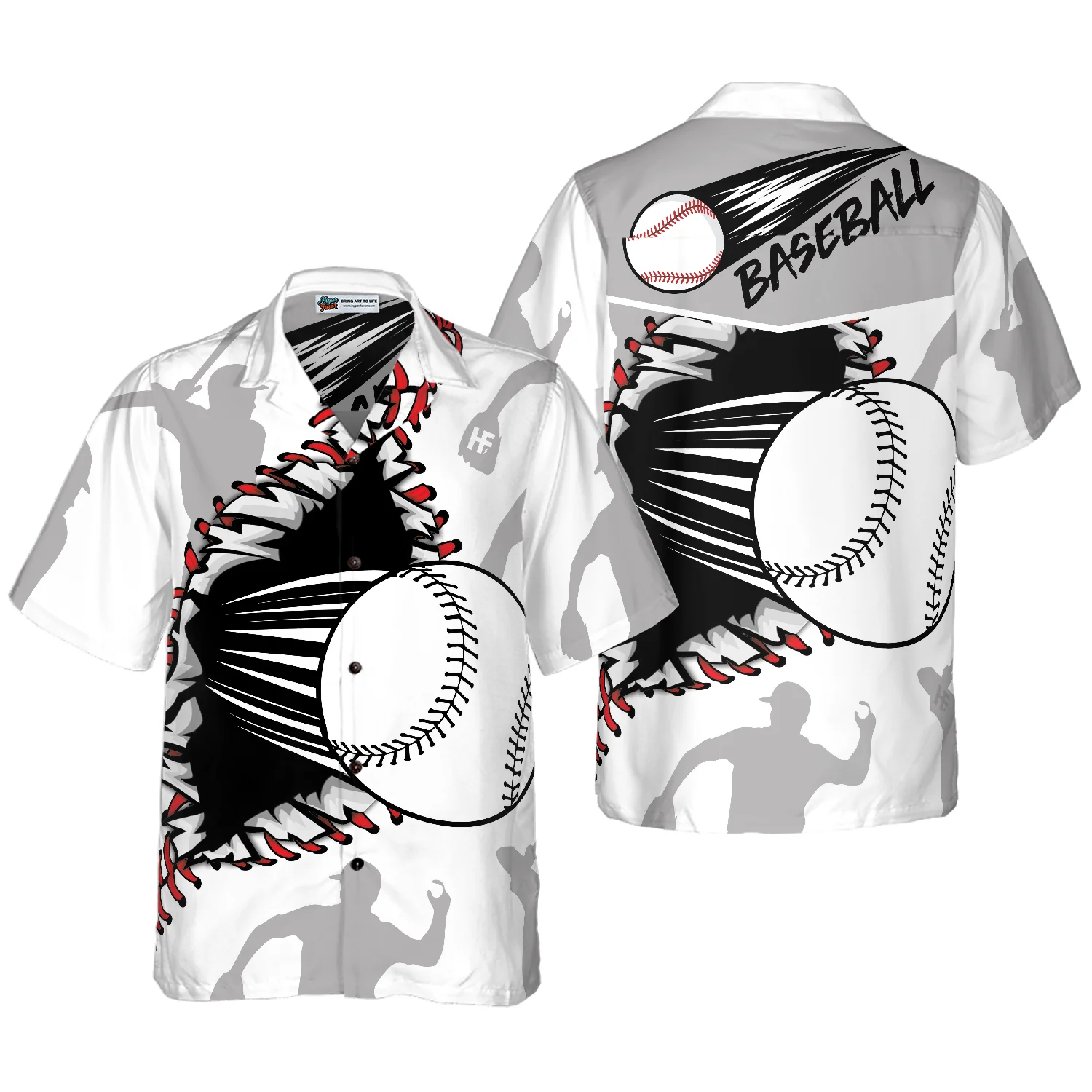 Baseball Wear Out Pattern Hawaiian Shirt Aloha Shirt For Men and Women