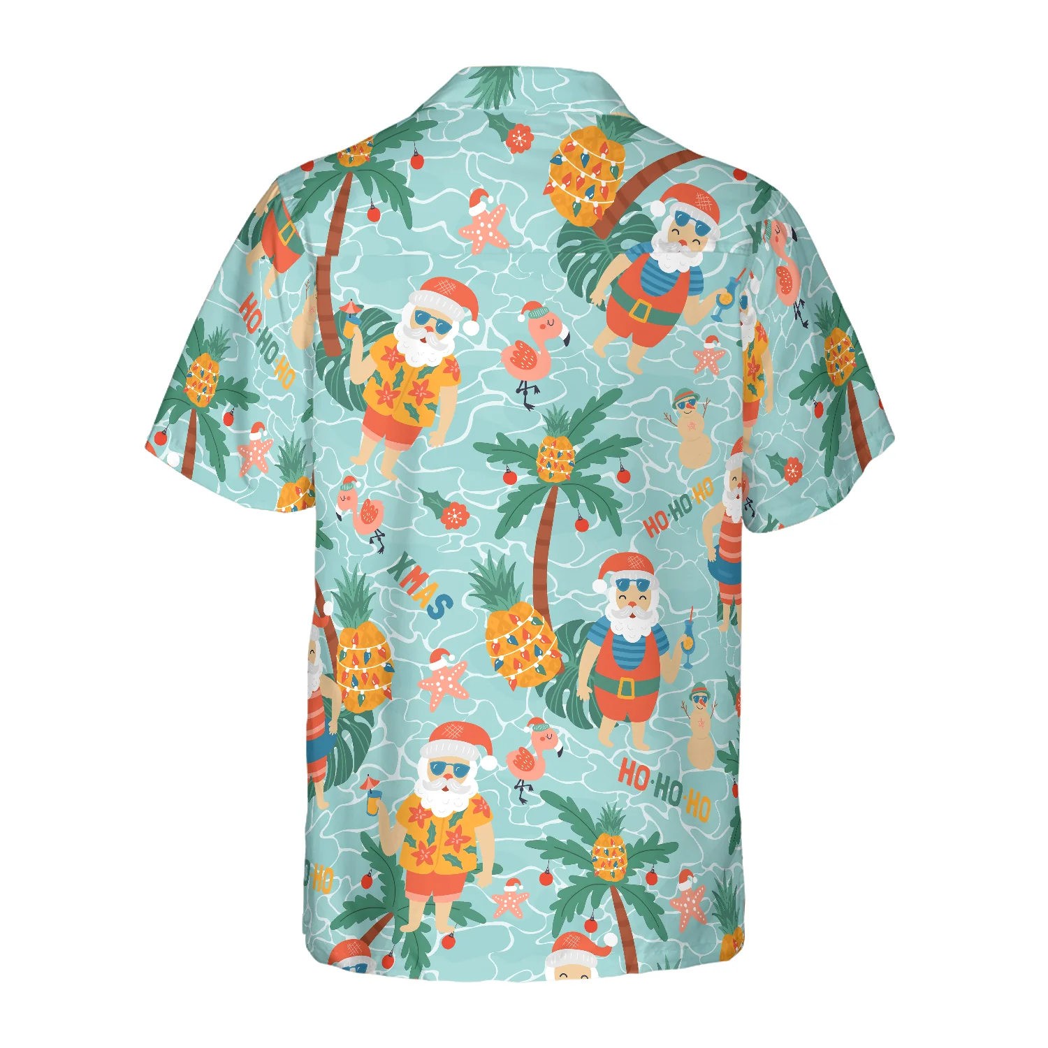 Pineapple With Santa Claus On Sea Beach Hawaiian Shirt Aloha Shirt For Men and Women