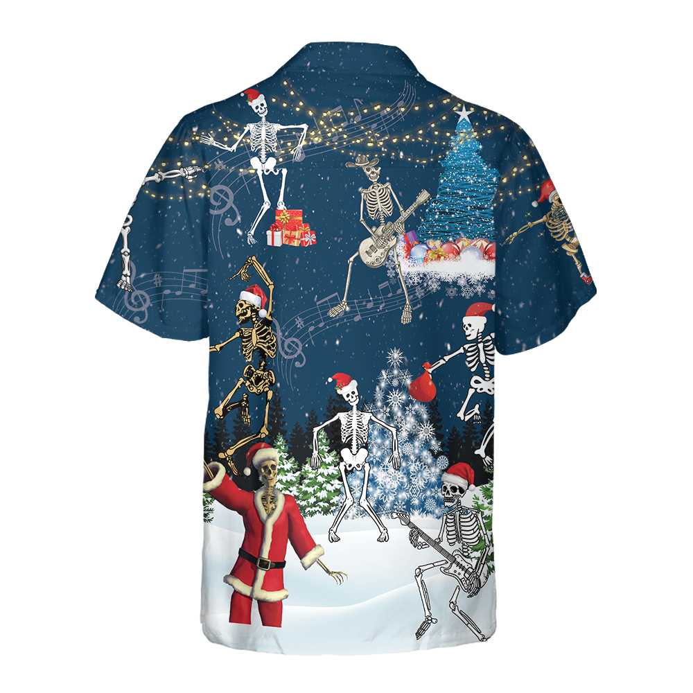 X-Ray Christmas Dancing Skeletons Hawaiian Shirt Funny Christmas Shirt Gift For Christmas Aloha Shirt For Men and Women