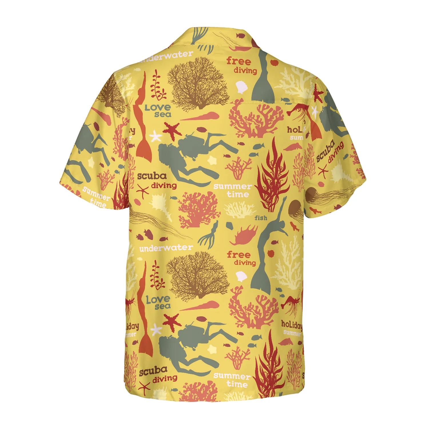 Scuba Diver And Sea Pattern V2 Hawaiian Shirt Aloha Shirt For Men and Women