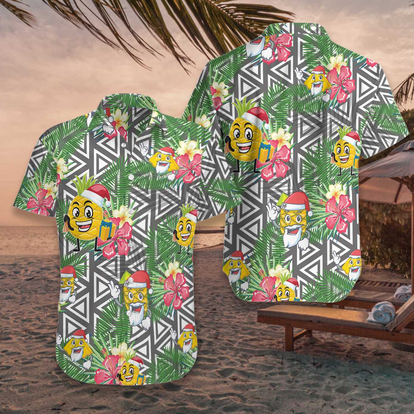 Pineapple Face Santa Claus Hawaiian Shirt Aloha Shirt For Men and Women