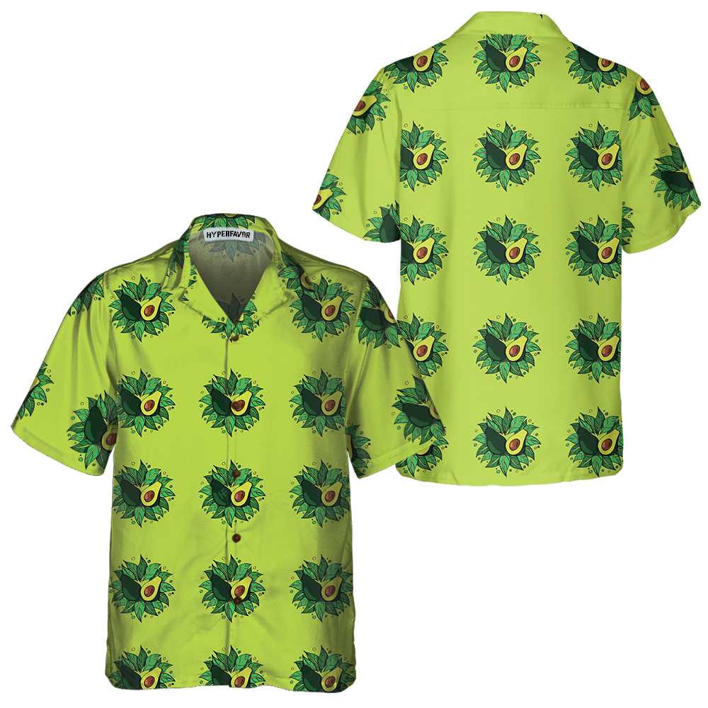 Avocado On Light Green Hawaiian Shirt Funny Avocado Shirt Short Sleeve Avocado Print Shirt Aloha Shirt For Men and Women