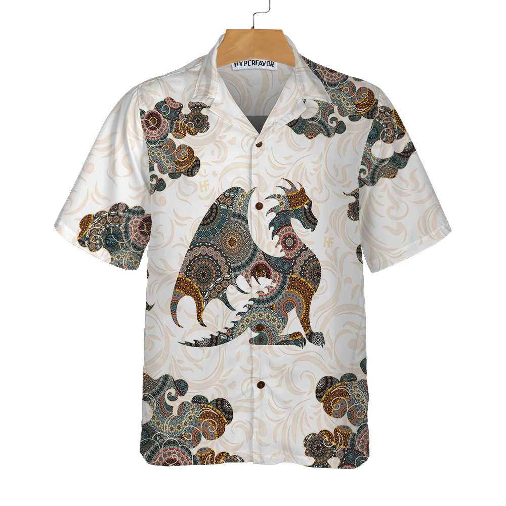 Dragon Colorful Mandala Hawaiian Shirt Dragon Silhouette Shirt Best Gift For Dragon Lovers Aloha Shirt For Men and Women