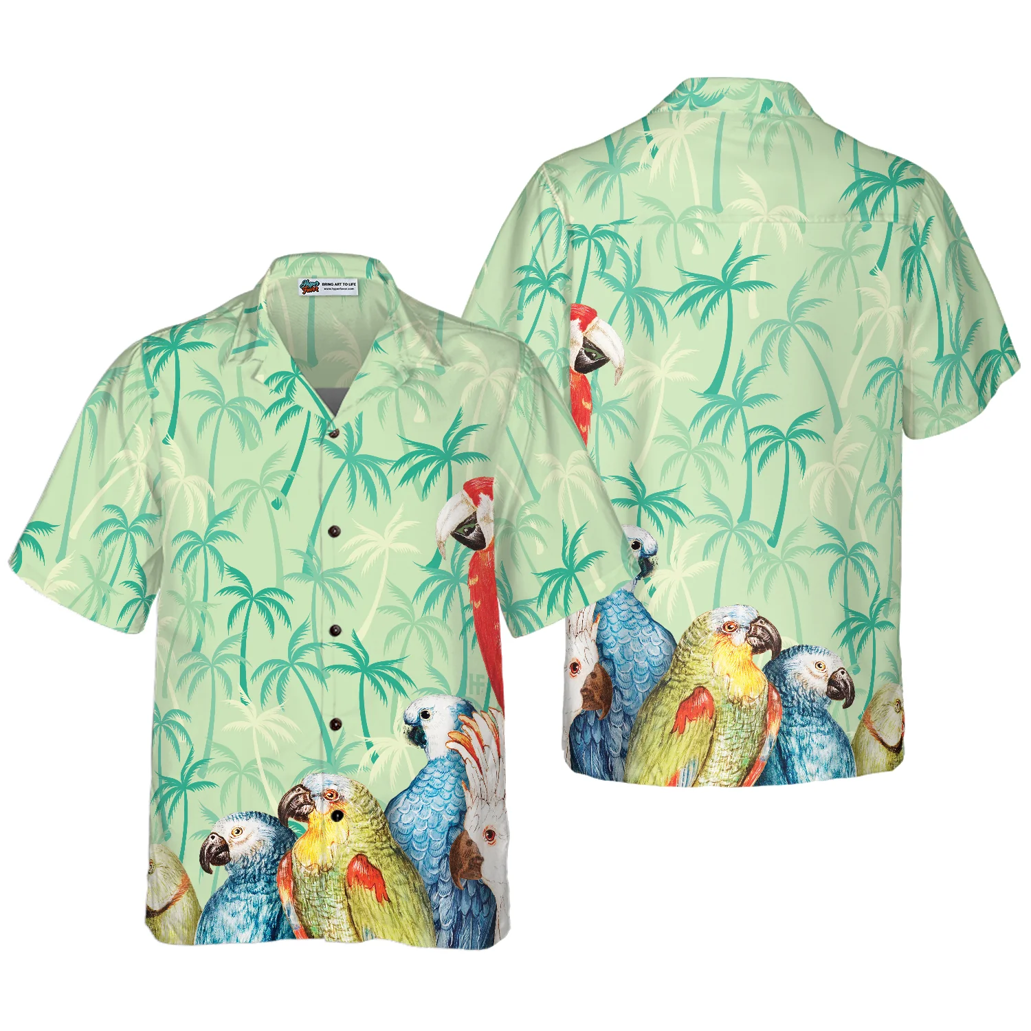 Vintage Parrot With Coconut Palm Tree Hawaiian Shirt Aloha Shirt For Men and Women