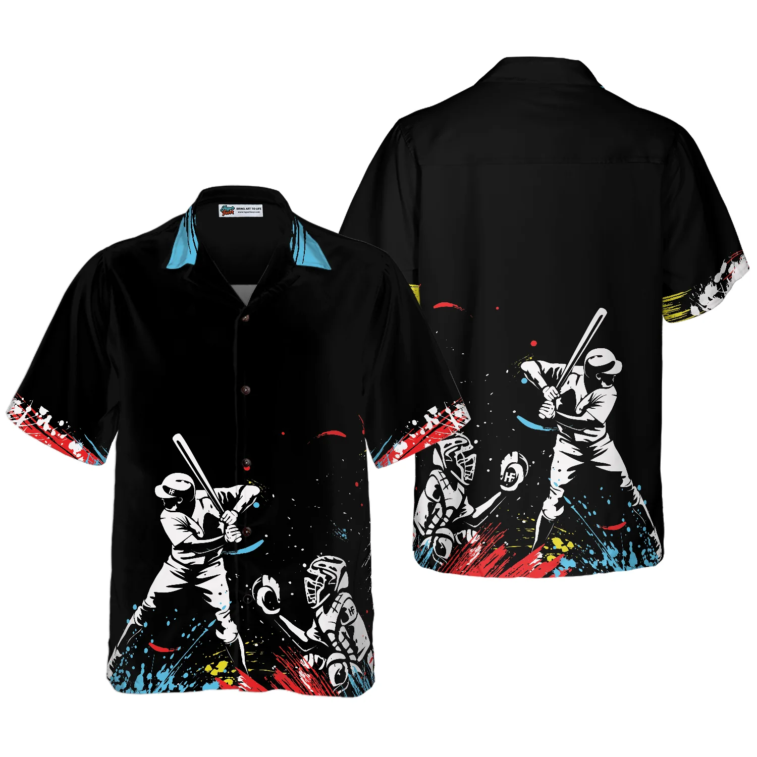 Colorful Baseball Dark Background Hawaiian Shirt Aloha Shirt For Men and Women