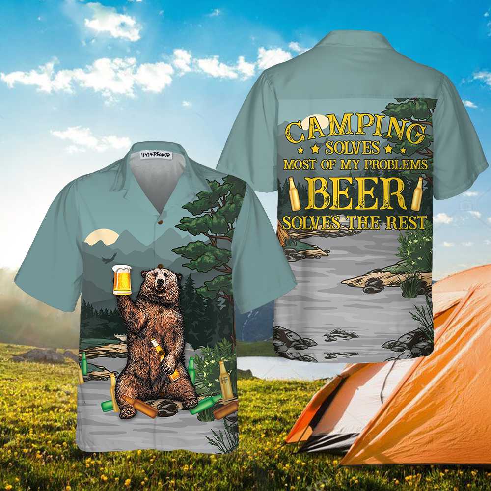 Camping Solves Most Of Problems Hawaiian Shirt Funny Beer And Camping Shirt Aloha Shirt For Men and Women