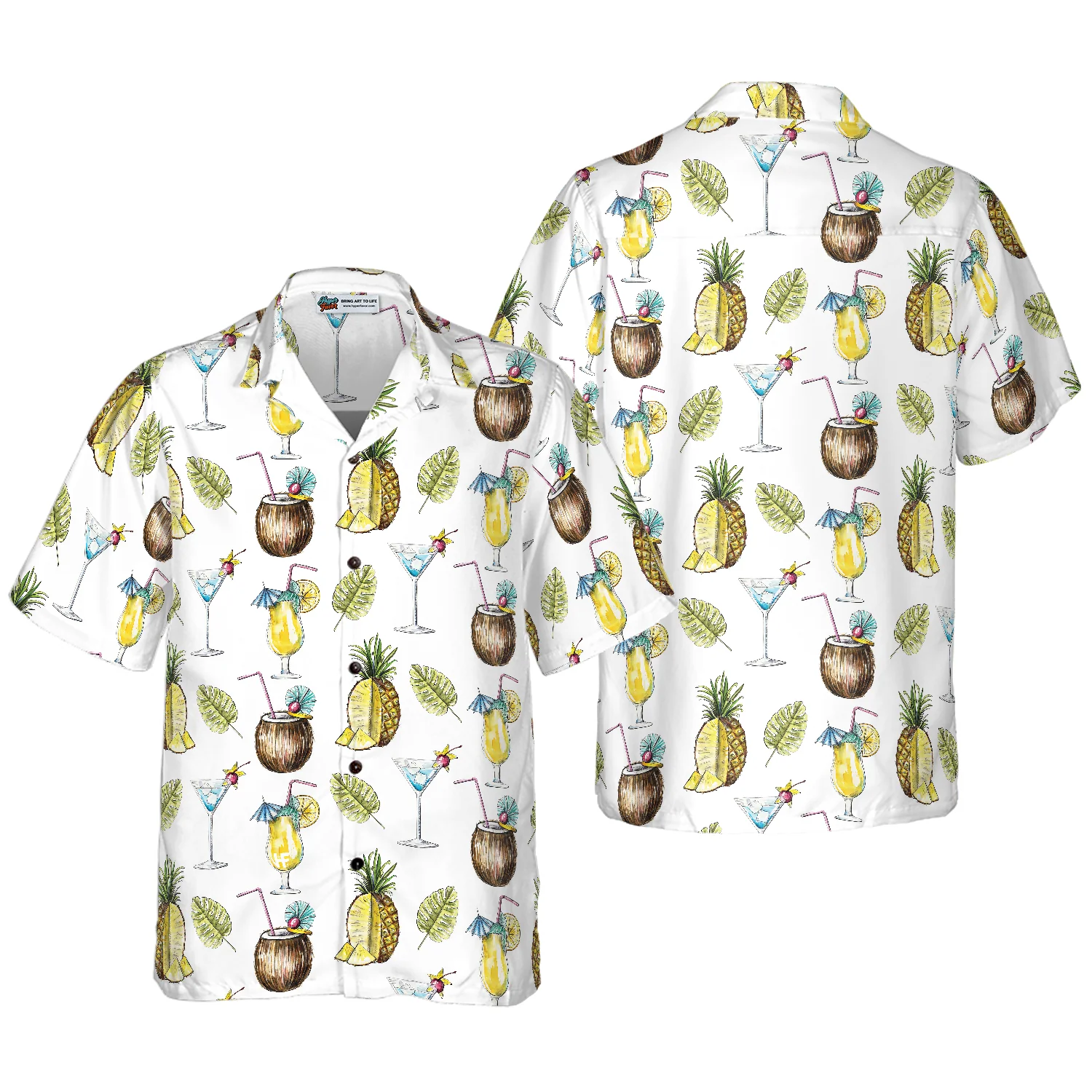 Tropical Coconut Cocktail Shirt Hawaiian Shirt Aloha Shirt For Men and Women