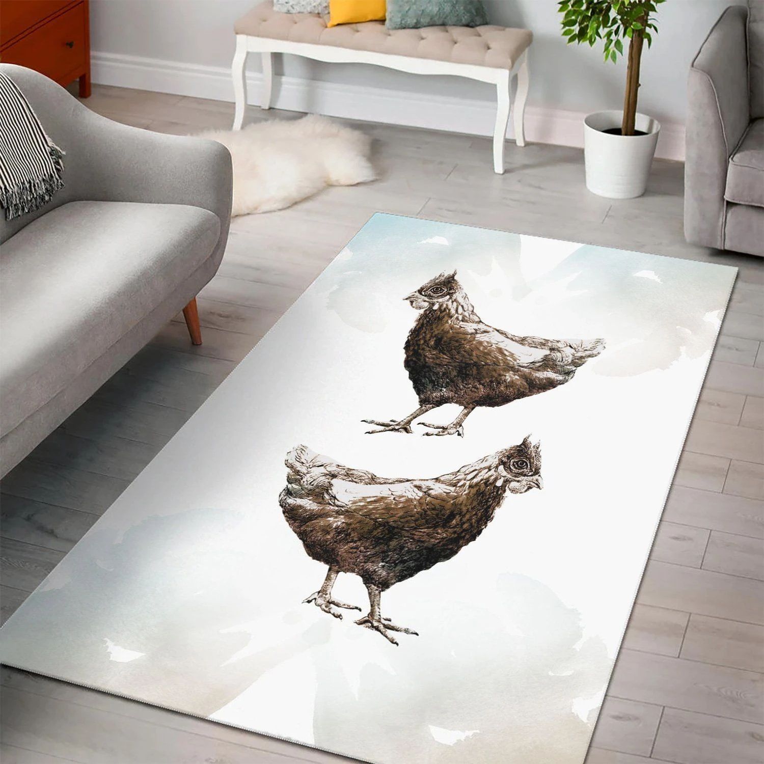 Chickens Area Rug , Christmas Gift, Floor Decor Home Decor - Indoor Outdoor Rugs