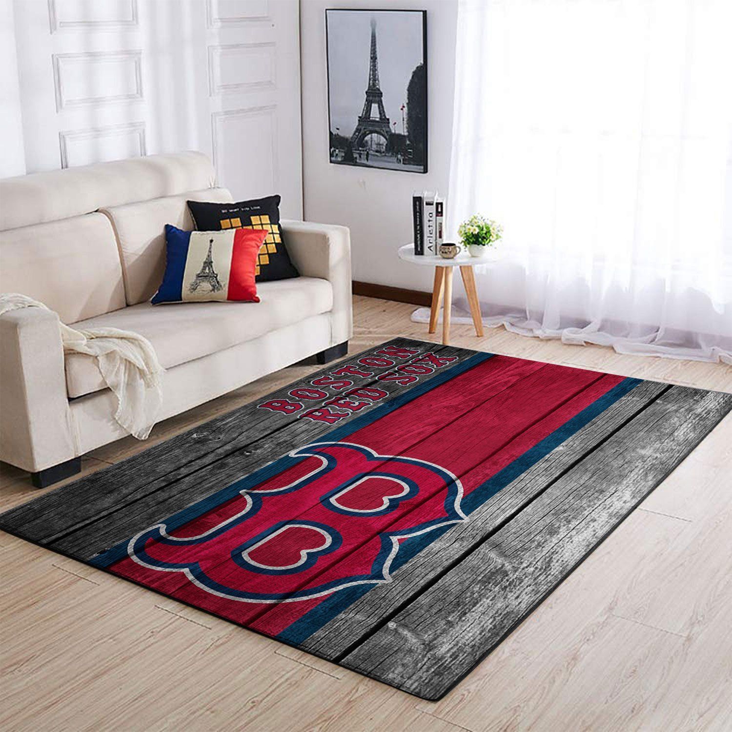 Boston Red Sox Mlb Team Logo Wooden Style Style Nice Gift Home Decor Rectangle Area Rug - Indoor Outdoor Rugs