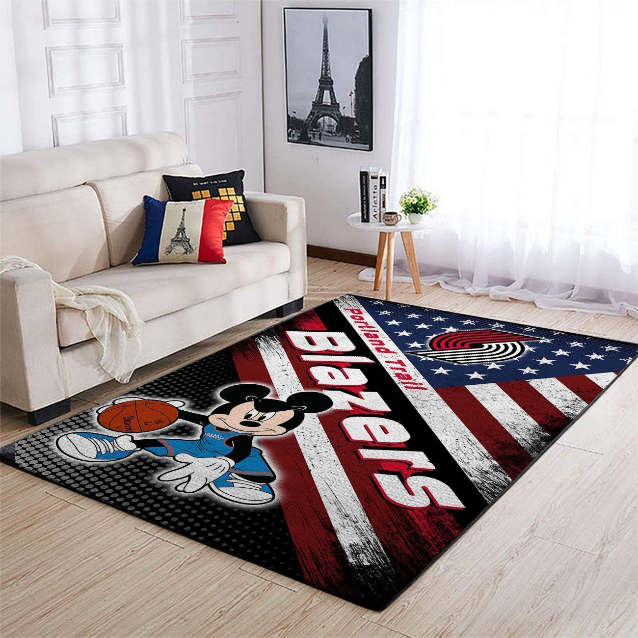 Portland Trailblazers Nba Team Logo Mickey Us Style Nice Gift Home Decor Rectangle Area Rug - Indoor Outdoor Rugs