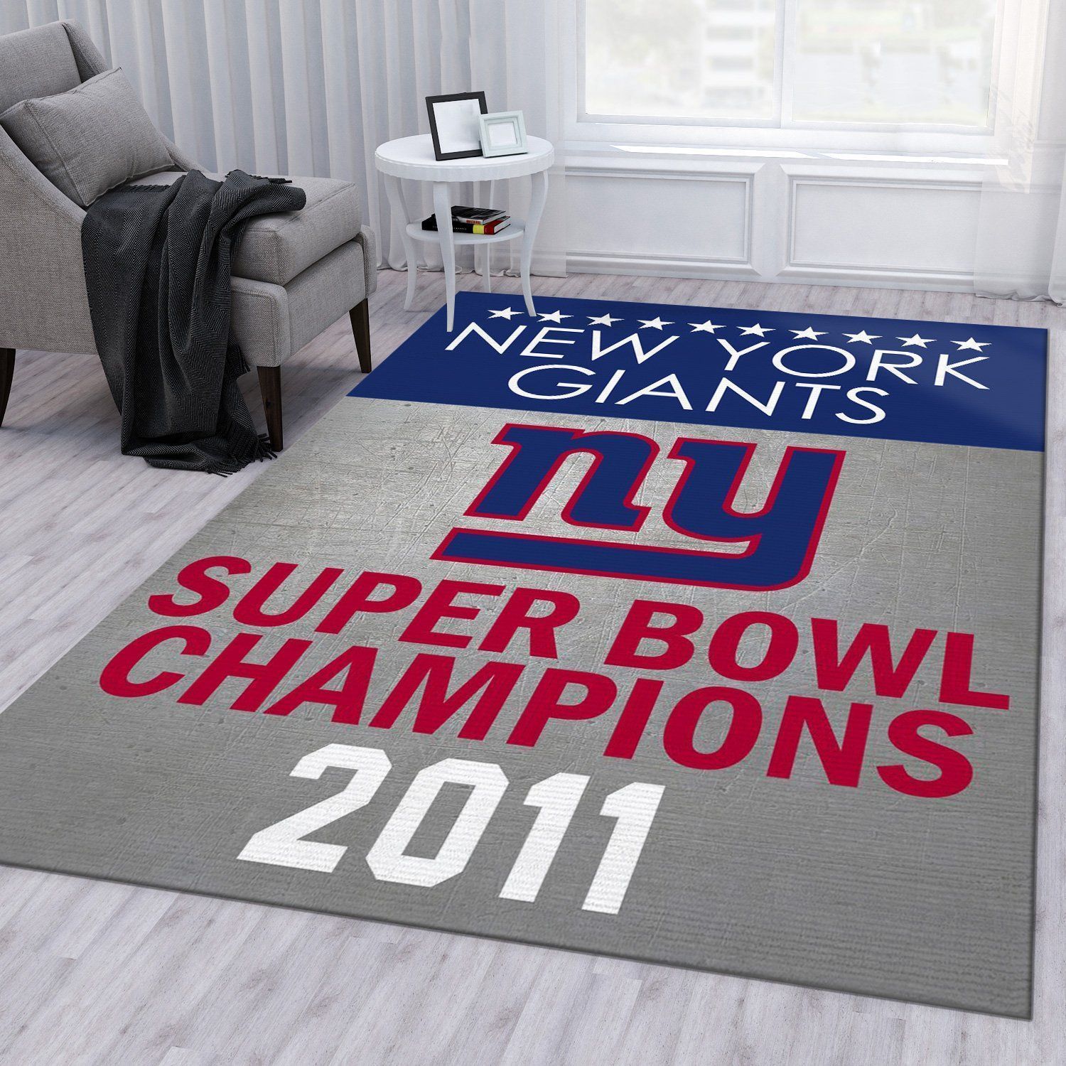 New York Giants 2011 Nfl Area Rug Bedroom Rug US Gift Decor - Indoor Outdoor Rugs