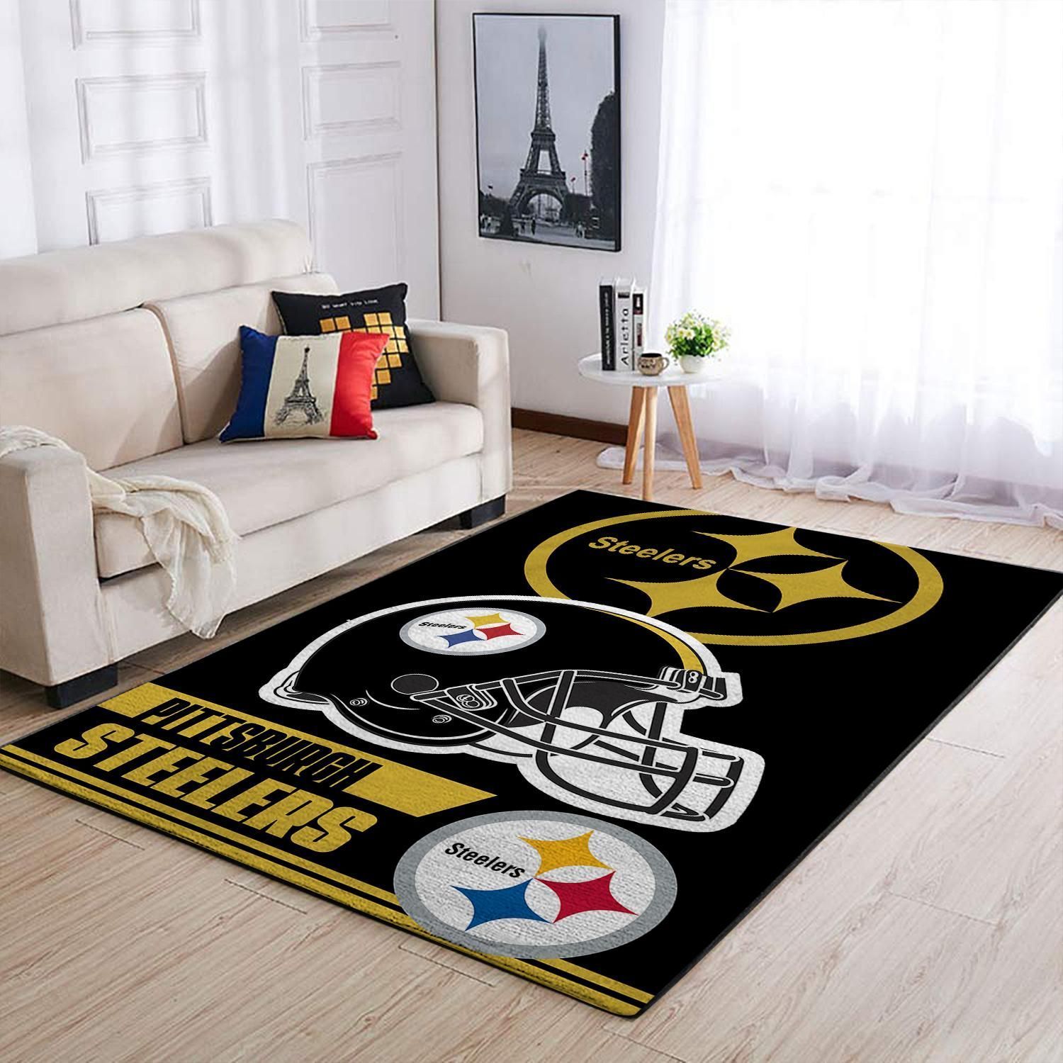 Pittsburgh Steelers Nfl Team Logo Helmet Nice Gift Home Decor Rectangle Area Rug - Indoor Outdoor Rugs