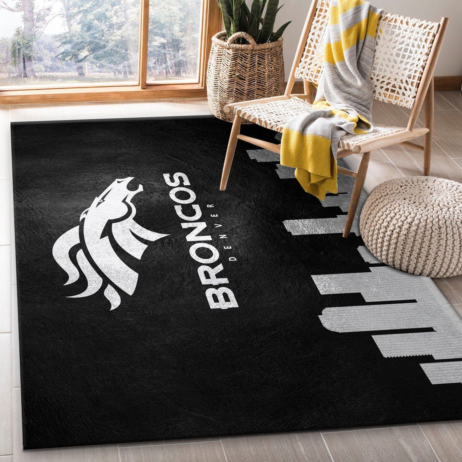 Denver Broncos Skyline NFL Area Rug For Christmas, Bedroom, US Gift Decor - Indoor Outdoor Rugs