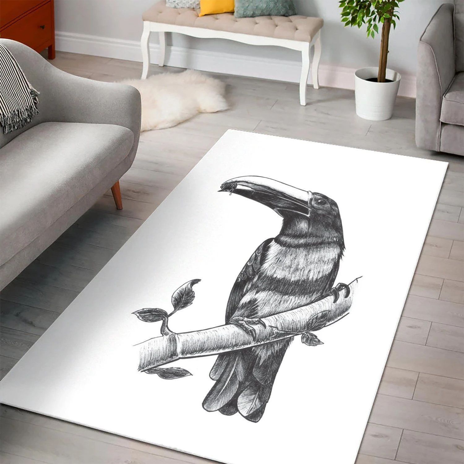 Blacknecked Aracari Area Rug , Christmas Gift, Floor Decor Home Decor - Indoor Outdoor Rugs